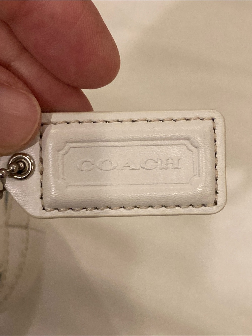 Coach Light Blue and White Signature Shoulder Bag with Silver Buckle - Picture 6 of 8